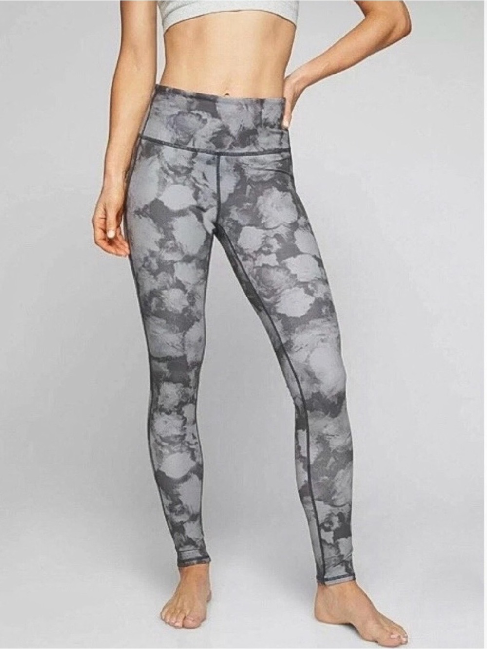 ATHLETA Floral Crush Chaturanga High-Rise Leggings, Silver Bells